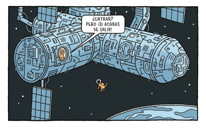 viñeta de Tom Gauld - perro en el espacio